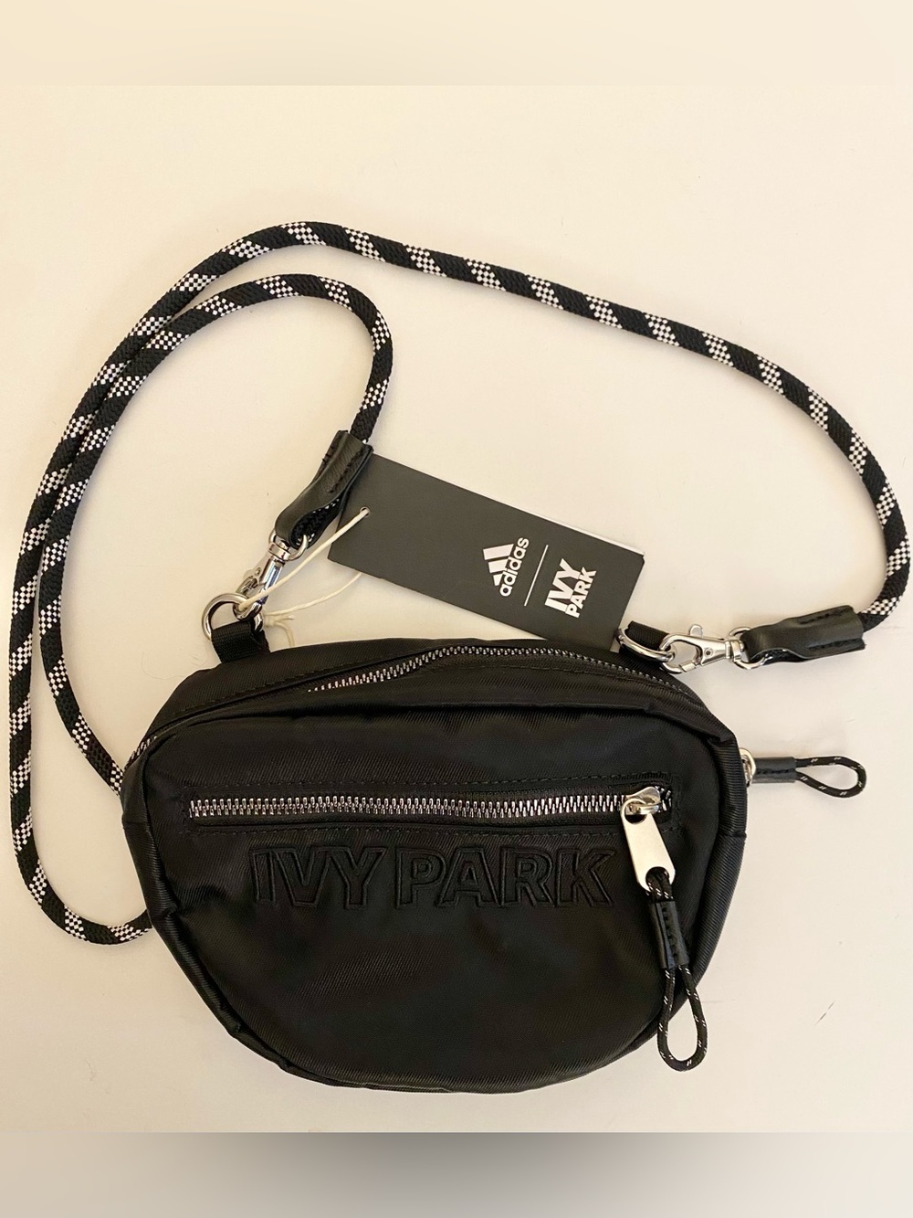 Adidas Ivy Park Black Nylon Crossbody Pouch with Rope Accent